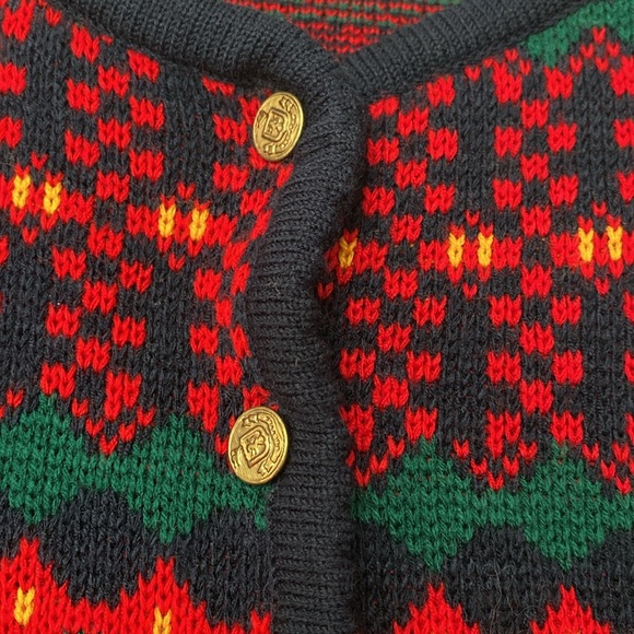Vintage Tally Ho Womens Cardigan Red Black Scotty Dog Holiday Christmas Size XL - Picture 10 of 13